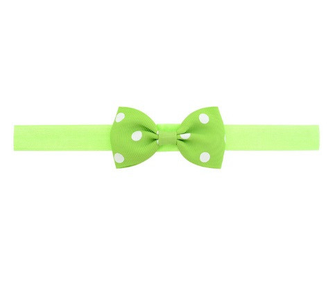 Детская салатовая повязка в горошек - окружность 36-60см, бантик 7,5см Киев - изображение 1