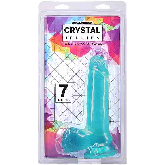Фалоімітатор Doc Johnson Crystal Jellies - 7 Inch Realistic Cock with Balls - Teal Sex Aura Київ