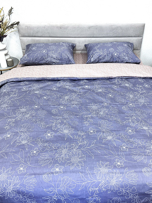 Ecotton Комплект постільної білизни Ecotton полуторний 150х215 см сатин синій (рис. 24306) Коломыя - изображение 5