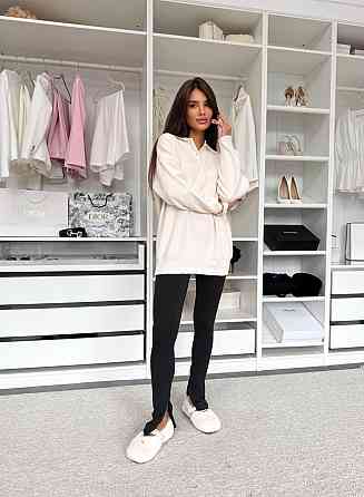 Стильный женский удлиненный оверсайз свитер с воротником поло Одесса