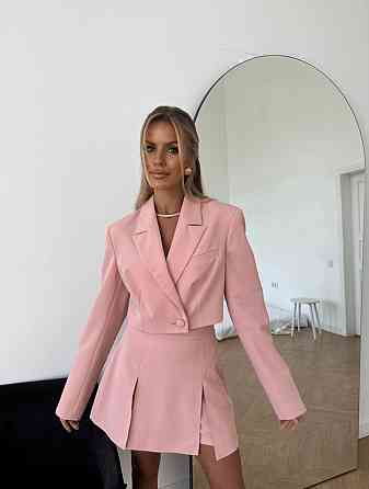 Женский стильный костюм двойка: жакет и юбка-шорты костюмка Пудра, 46/48 Одесса