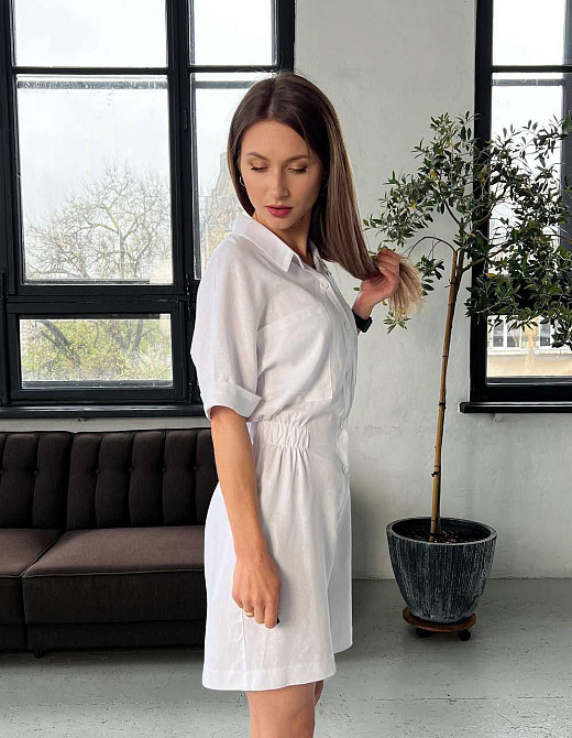 Легкий женский базовый комбинезон лен. Белый, 42 Одесса - изображение 4