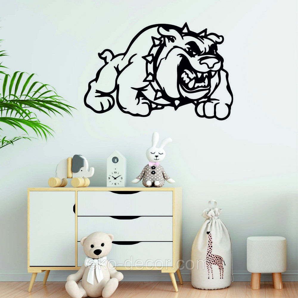 Декоративне настінне Панно «Бульдог - Спайк», Декор на стіну 110*72 см, Чорний Київ - фото 1