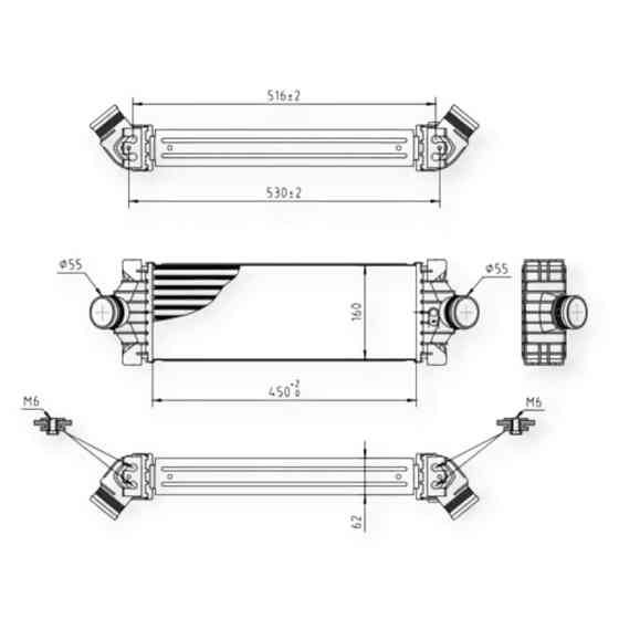 Радиатор Ford Transit, Tourneo 2.2D 11- интеркулера Мукачево