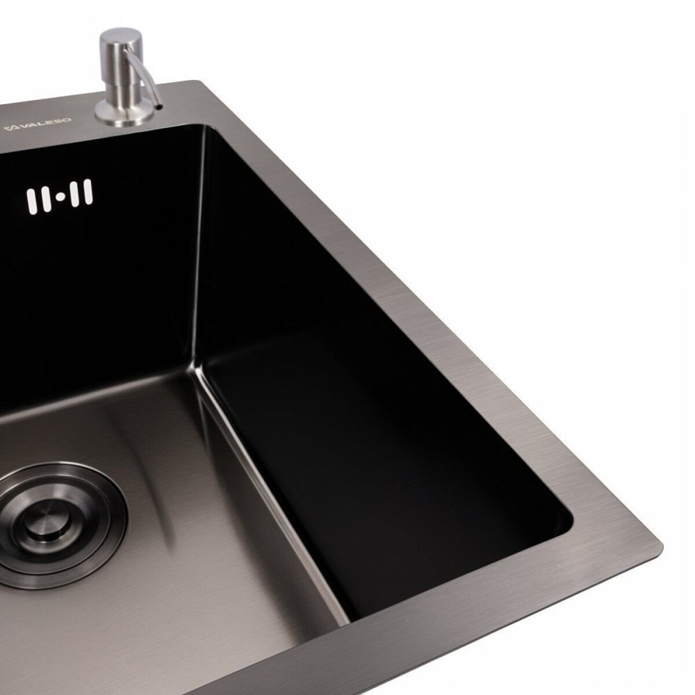 VALESO Кухонна мийка PVD чорна 40*50 VALESO Handmade (товщина 3,0/1,5) Київ - фото 5