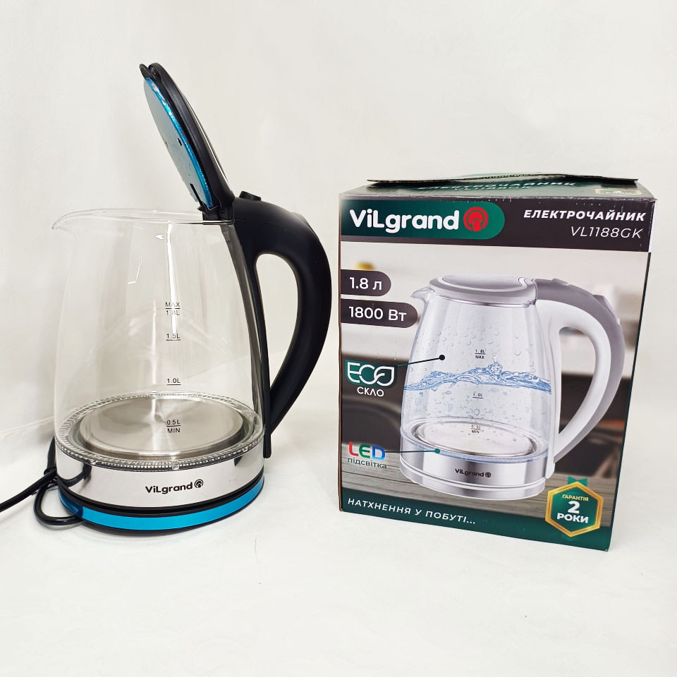 Электрочайник с LED индикатором Vilgrand VL1188GK 1.8л 1800Вт, Чайник электрический модный YC-93 Львов - изображение 6