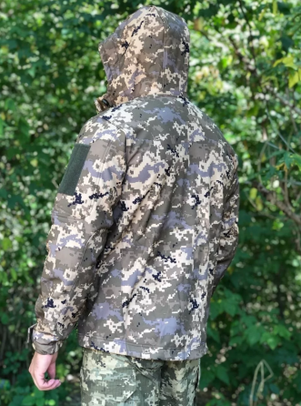 Тактическая мужская куртка Soft Shell демисезонная пиксель, военная куртка на флисе с капюшоном Львов