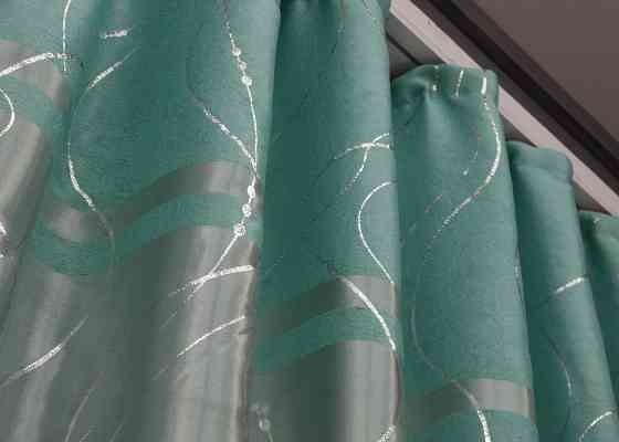 Комплект готовых штор VR-Textil Софт Лиана № 464ш Бирюзовый 150х270 см 2 шт (30-204) Киев