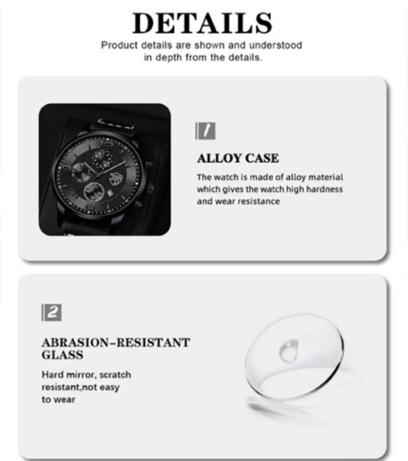 Подарочный набор для мужчин: 1наручные часы, 1 браслет и 1 ожерелье- диам 4,2 дл 22см шир рем 2см, без коробки Киев - изображение 9