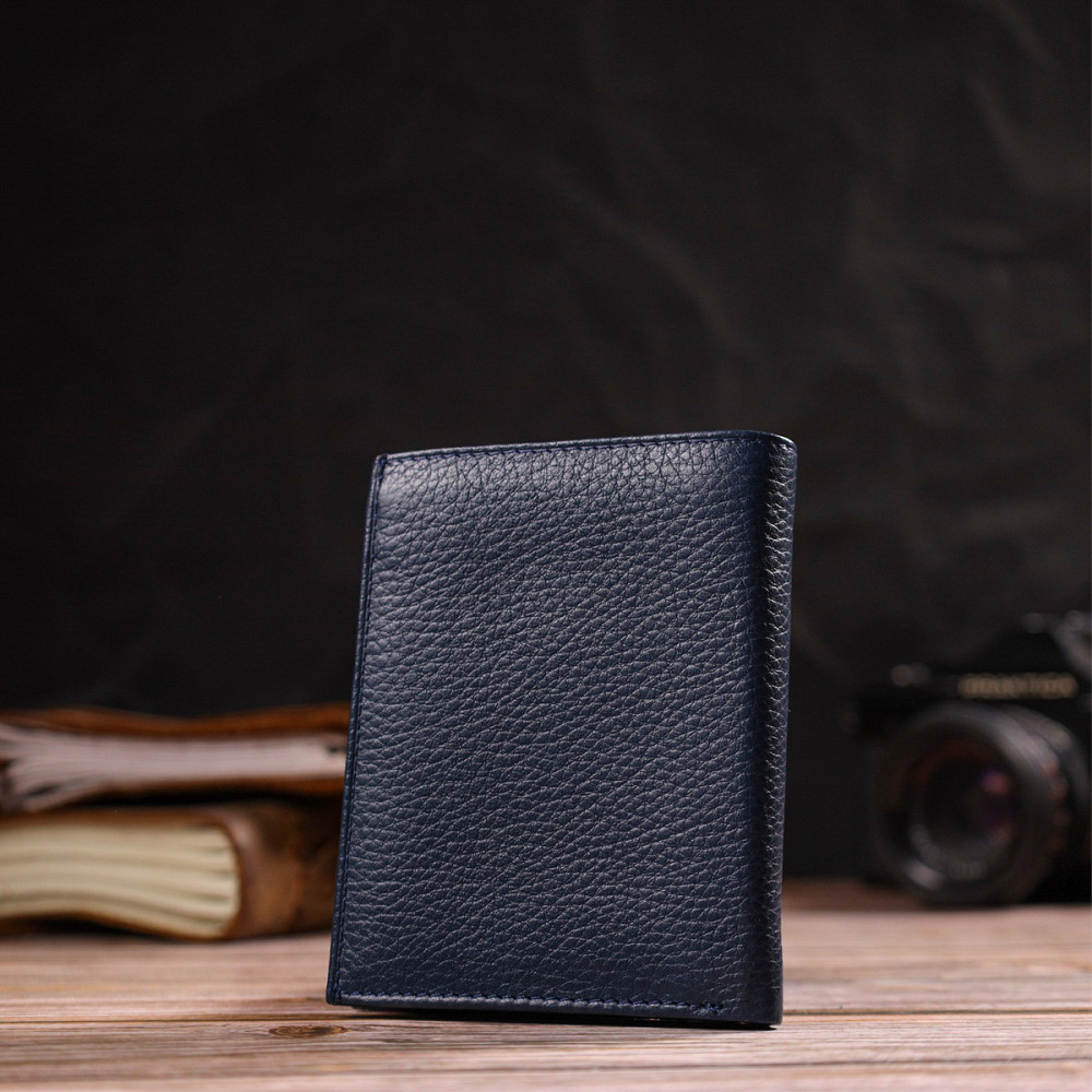 Мужской компактный кошелек из натуральной кожи флотар CANPELLINI 21872 Синий Киев - изображение 9