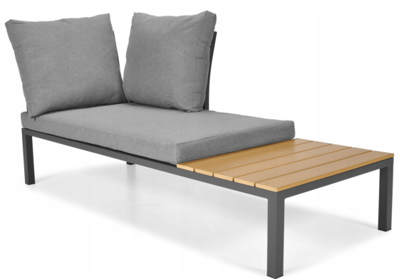 Комплект садових меблів LAGOS (кутовий диван + столик) зі сталі, з подушками, Сірий (Польща) Київ