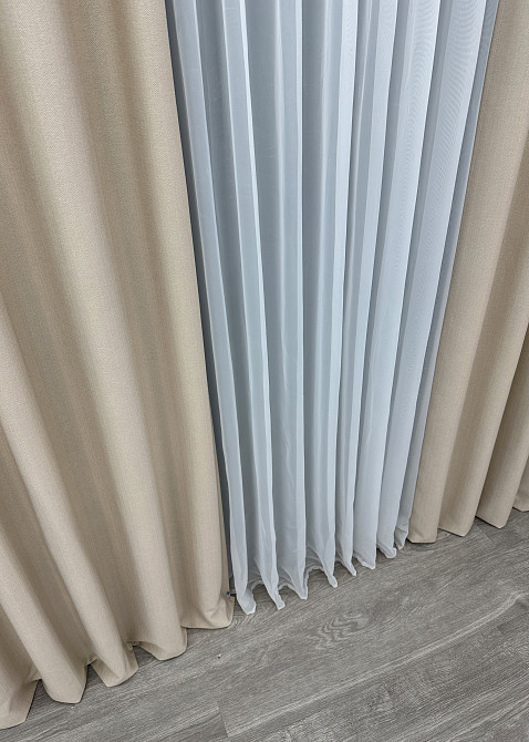 Шторна тканина Шеніл однотонний колір бежевий 1691ш Київ - фото 6