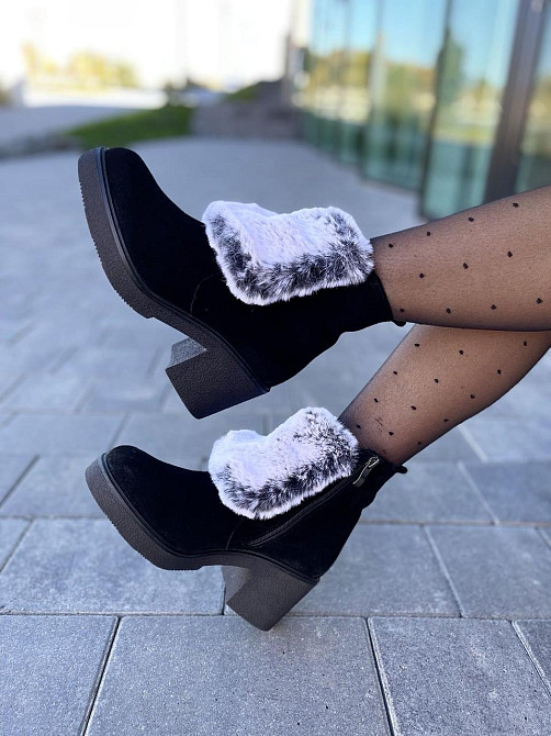 Без бренда Черевики жіночі D and V 6730 чорний/сірий (зима, замша натуральна) (2350) 37р.38р.39 Коломыя - изображение 2