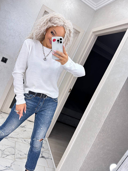 Джемпер кофта в'язаний теплий жіночий базовий Білий Київ - фото 1