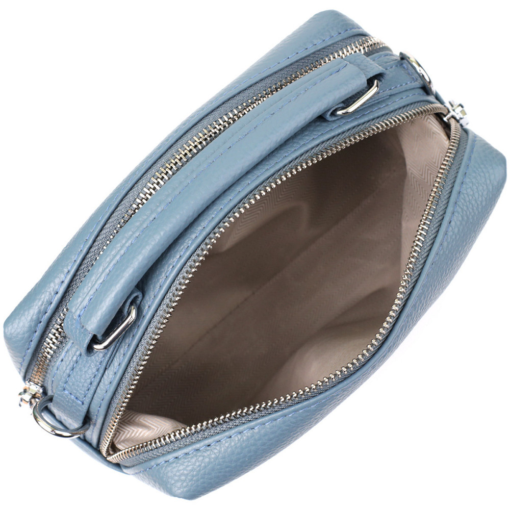 Сумка жіноча з двома секціями з натуральної шкіри Vintage 22920 Блакитний Київ - фото 7