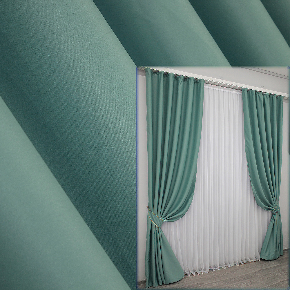 Комплект готовых штор VR-Textil Блэкаут Midnight № 1229ш Бирюзовый 150х290 см 2 шт (33-0057) Киев - изображение 1