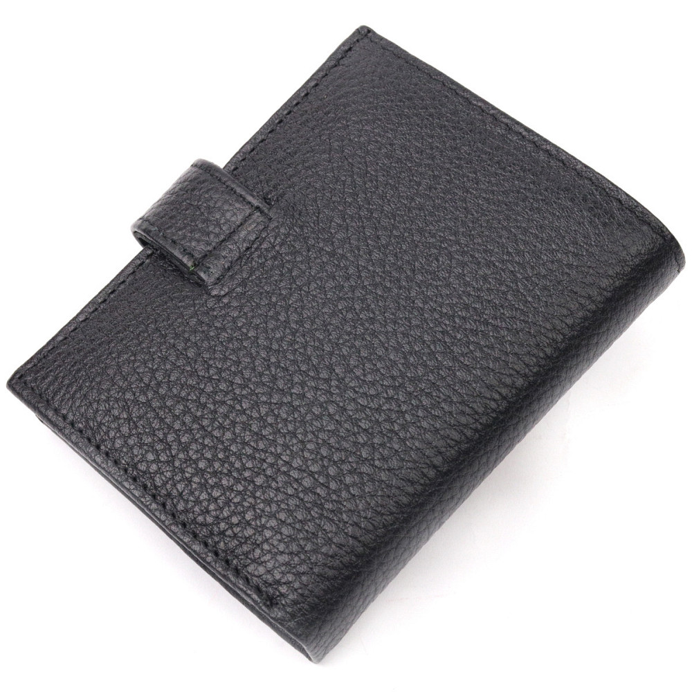 Функциональный вертикальный небольшой мужской кошелек из зернистой кожи KARYA 20992 Черный Киев - изображение 2