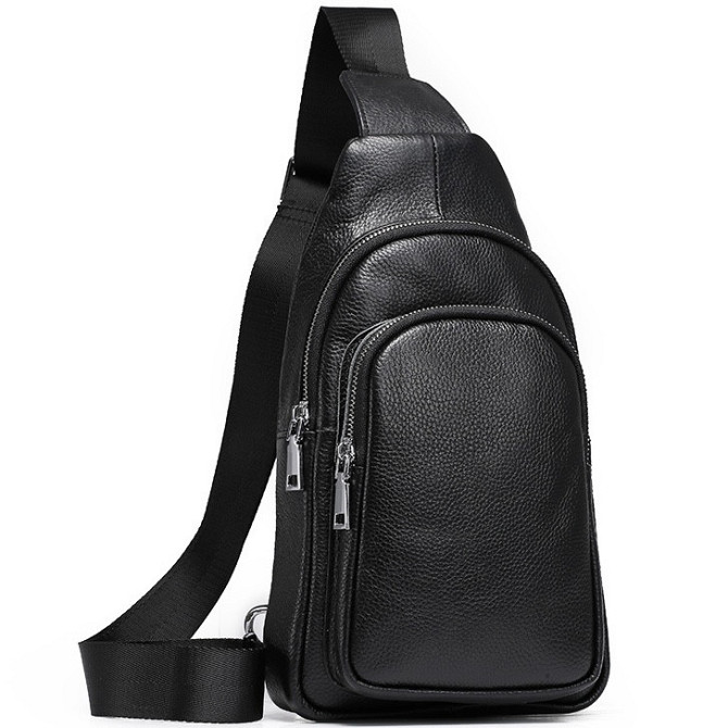 Слинг кожаный мужской на плечо черный TIDING BAG TH-73583 Киев - изображение 1