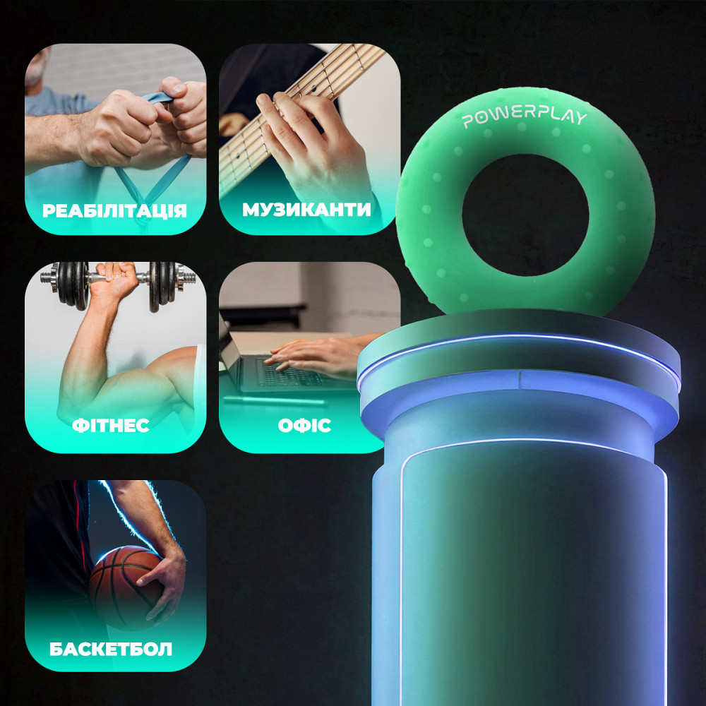 Эспандер кистевой силиконовый PowerPlay PP-4338 Hand Grip Medium 20 кг. Зеленый Киев - изображение 9