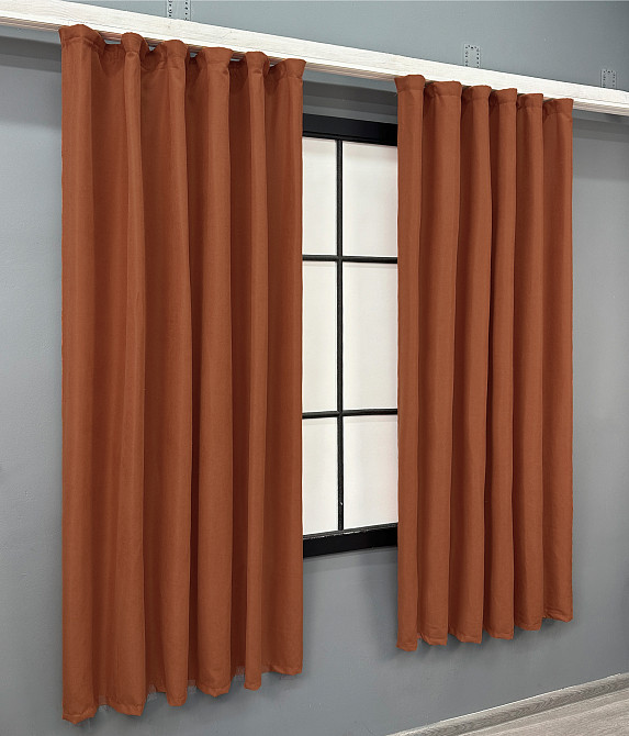 Комплект коротких штор VR-Textil Мікровелюр Petek № 1510ш Теракотовий 140х170 см 2 шт (35-0396) Київ - фото 3