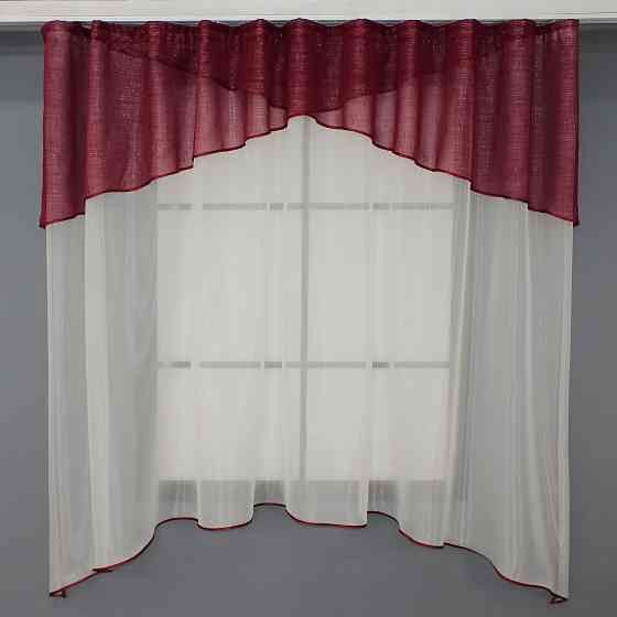 Кухонная занавеска VR-Textil № 00к молочный с бордовым 290х170 см (59-837) Киев