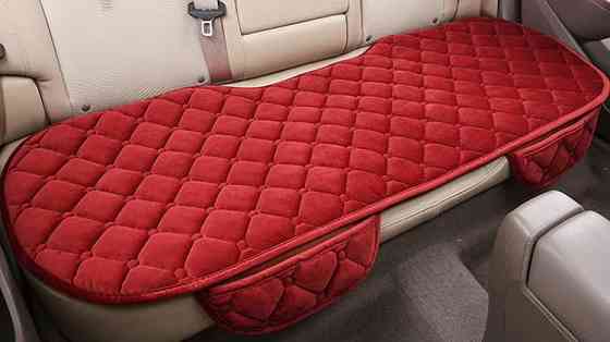 Комплект 3 чехла в авто на переднее и заднее сиденье универсальные,велюровые подушки-накидки 3 шт,цвет красный Каменец-Подольский