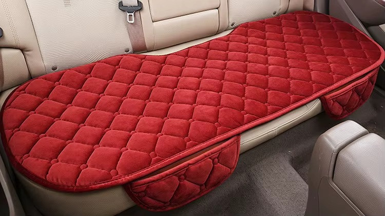 Комплект 3 чехла в авто на переднее и заднее сиденье универсальные,велюровые подушки-накидки 3 шт,цвет красный Каменец-Подольский - изображение 3