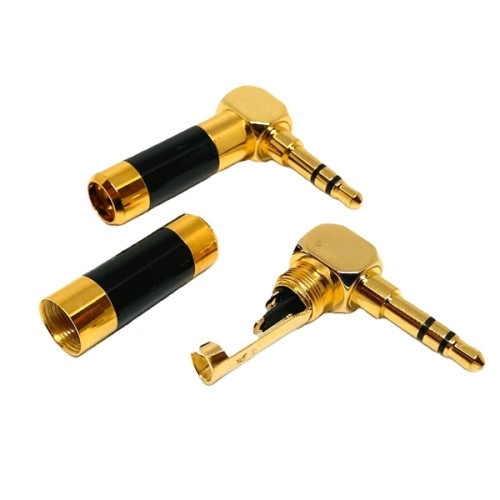 Штекер 3,5мм стерео угловой, HQ, gold, чёрный, металл. корпус Полтава - фото 1