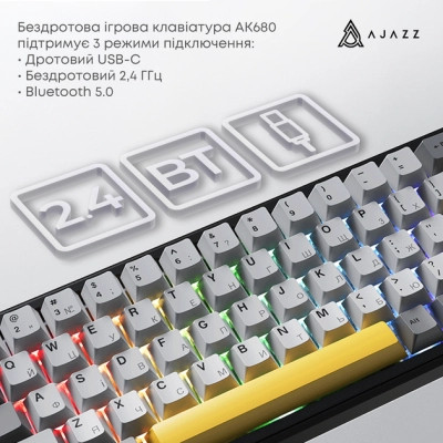 Клавиатура Ajazz AK680 MAX (8+8K) Magnetic Switch RGB Wireless/Bluetooth/USB Black (AK680-M-BGY-A) Винница - изображение 5