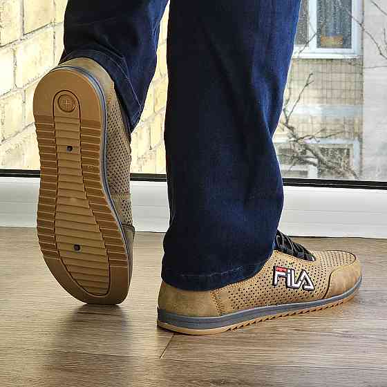 Мужские Мокасины Кроссовки FILA Коричневые с Перфорацией Туфли (размеры: 40,41,42,43,44,45) Видео Обзор - 17-3 Днепр