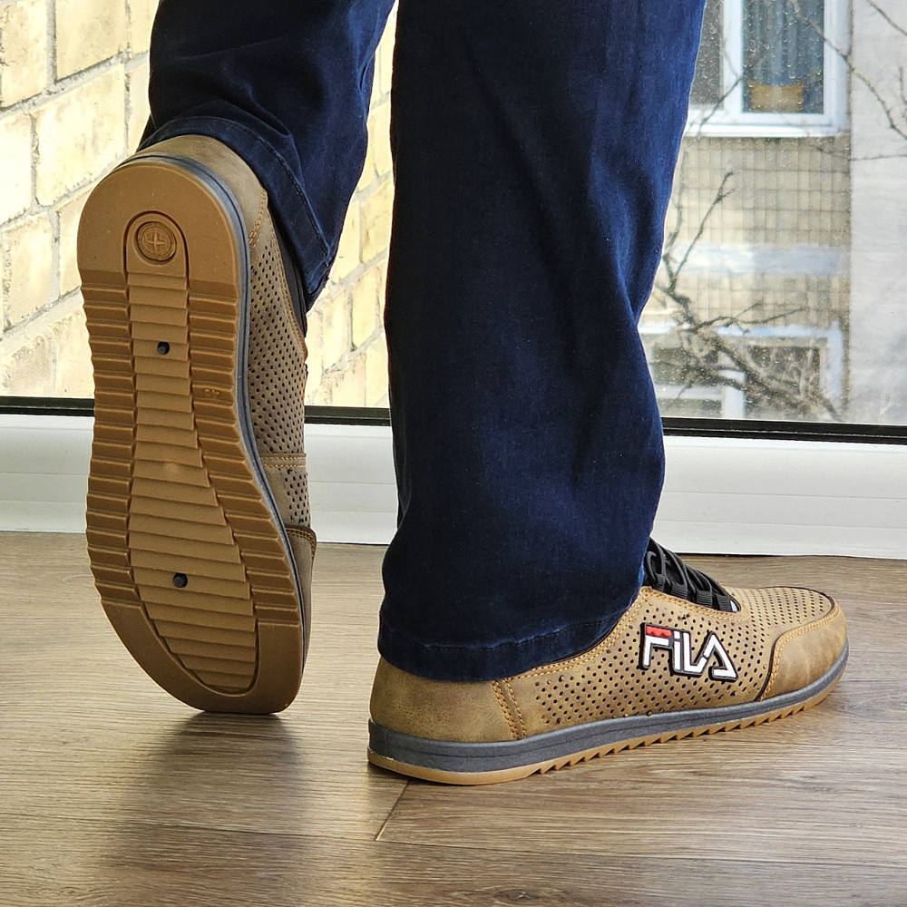 Мужские Мокасины Кроссовки FILA Коричневые с Перфорацией Туфли (размеры: 40,41,42,43,44,45) Видео Обзор - 17-3 Днепр - изображение 4