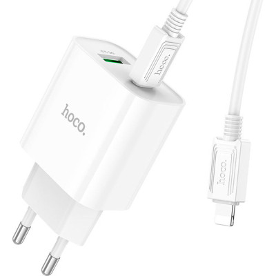 Зарядное устройство HOCO C80A Plus Rapido 1xUSB-C PD20W + 1xUSB QC3.0 + cable USB-C to Lightning White (6931474779892) Винница - изображение 3