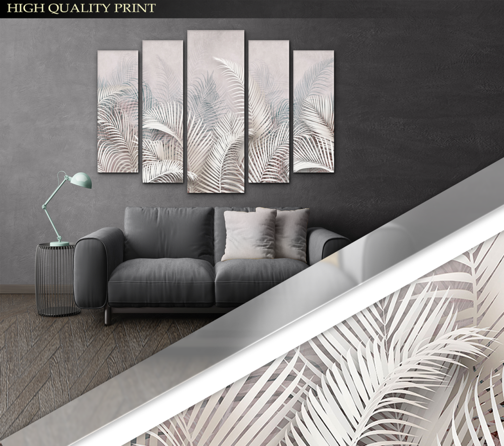 Модульна картина у вітальню / спальню Абстракція Листя Папороті Art-467_5 ( 80х118см ) Київ - фото 2