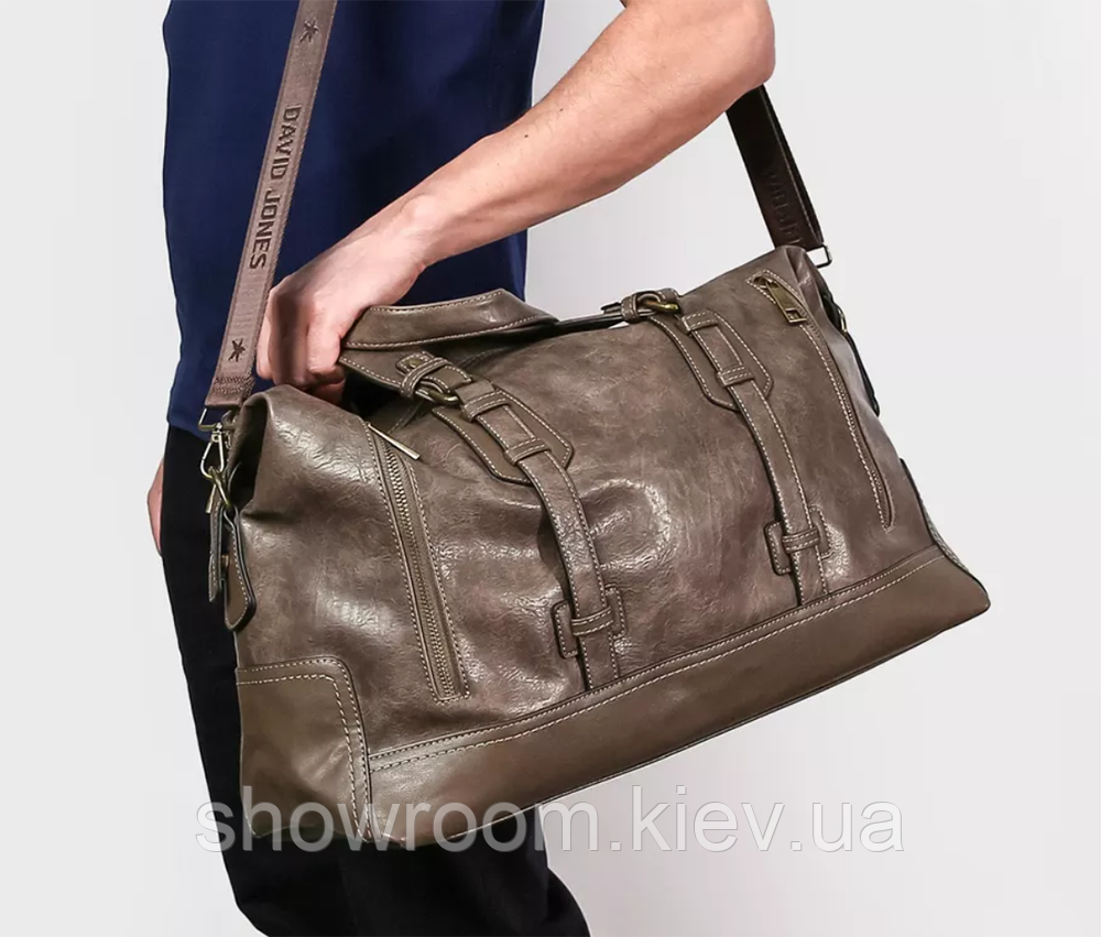 Мужская большая сумка саквояж David Jones (7920) тауп Киев - изображение 3