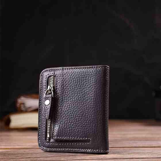 Лаконічний жіночий гаманець невеликого розміру з натуральної шкіри флотар Сірий (CANPELLINI) Київ