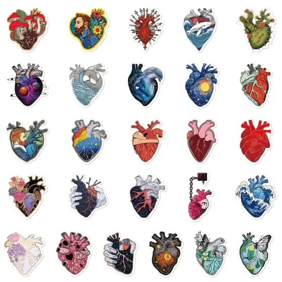Набор стикеров «Анатомические сердца» – 50 штук Киев