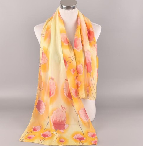 Жіночий шифоновий шарф жовтий в квіточки - розмір приблизно 150*48см Київ - фото 1