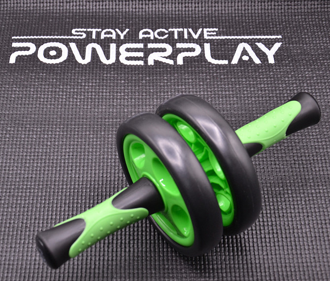Колесо для преса подвійне PowerPlay 4327 Dual-Core Ab Wheel Чорно-зелене Каменское - изображение 5