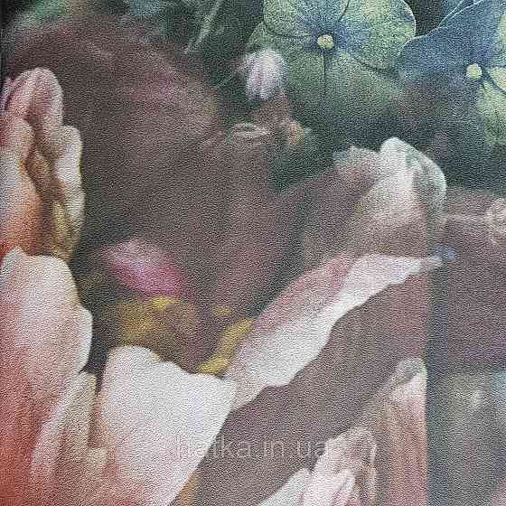 Шпалери вінілові на флізелін Marburg New Spirit панно 2.12х2.7 м квіти рожеві, бузкові на чорному Київ