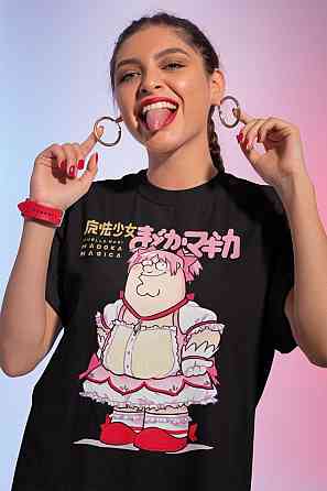 Футболка для хлопчика з аніме принтом Мадока Магіка Гріеф Сеед оверсайз (зріст від 165 до 180) Чорний AnimeJ0002m Дніпро