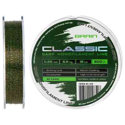 Волосінь Brain Classic Carp Line 3D (camo) 300m 0.25mm 15lb 6.6kg (1858.81.05) Вінниця