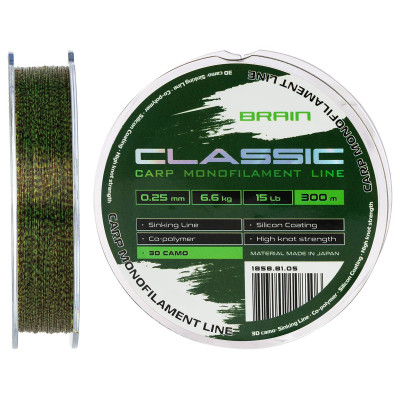 Волосінь Brain Classic Carp Line 3D (camo) 300m 0.25mm 15lb 6.6kg (1858.81.05) Вінниця - фото 1