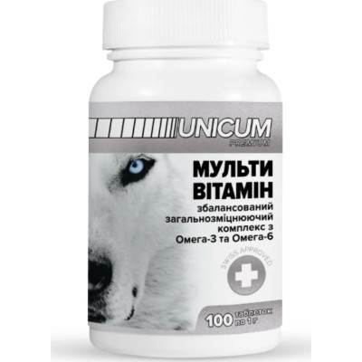 Вітаміни для собак Unicum PREMIUM мультивітамін 100 табл. (4820150201869) Вінниця - фото 1