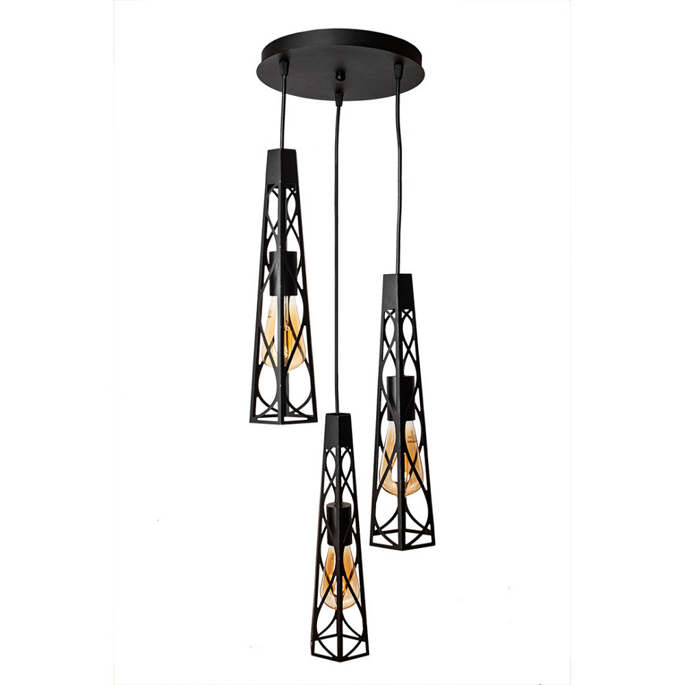 Светильник подвесной MSK Electric Parma под три лампы Е27 на круглом основании NL 3890-3R BK черный Киев - изображение 1