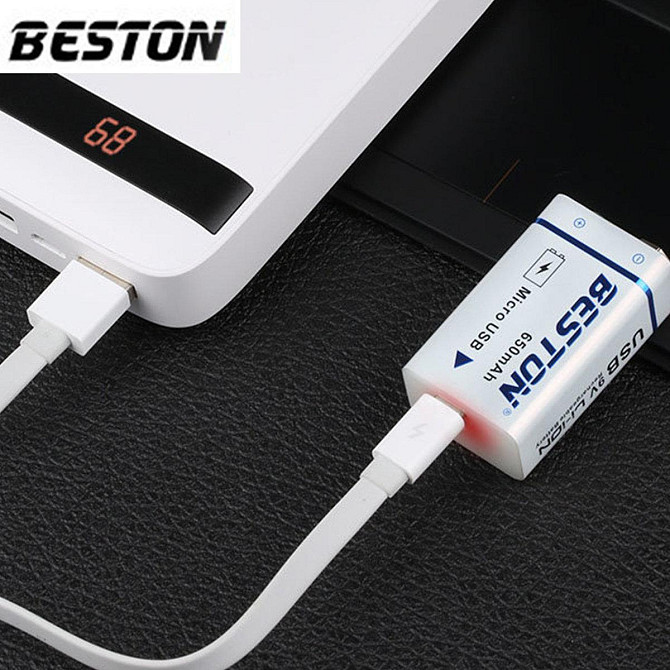 Акумулятор крона Beston 650mAh 9V Li-ion microUSB Вінниця - фото 6