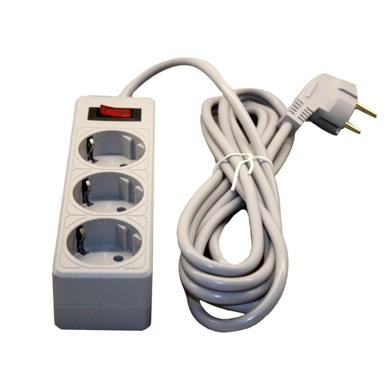 Сетевой фильтр с заземлением 3 гнезда, 3 м, серый Днепр - изображение 3