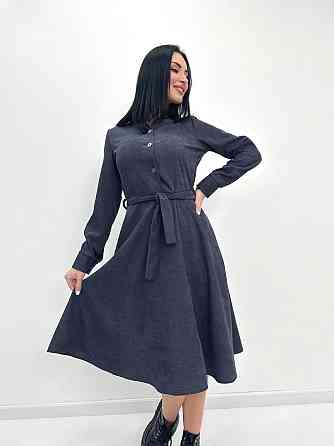 Вельветовое платье миди Ofelia 42-44, Трехнитка начес, Графит Киев