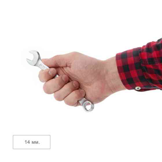 Ключ комбінований, 14 мм, Cr-V, покриття: сатин-хром, DIN3113, STORM INTERTOOL XT-1014 Київ