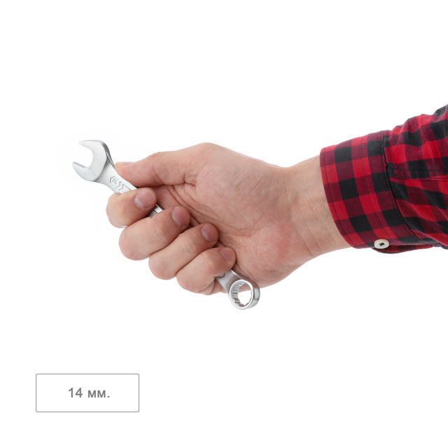 Ключ комбінований, 14 мм, Cr-V, покриття: сатин-хром, DIN3113, STORM INTERTOOL XT-1014 Київ - фото 4