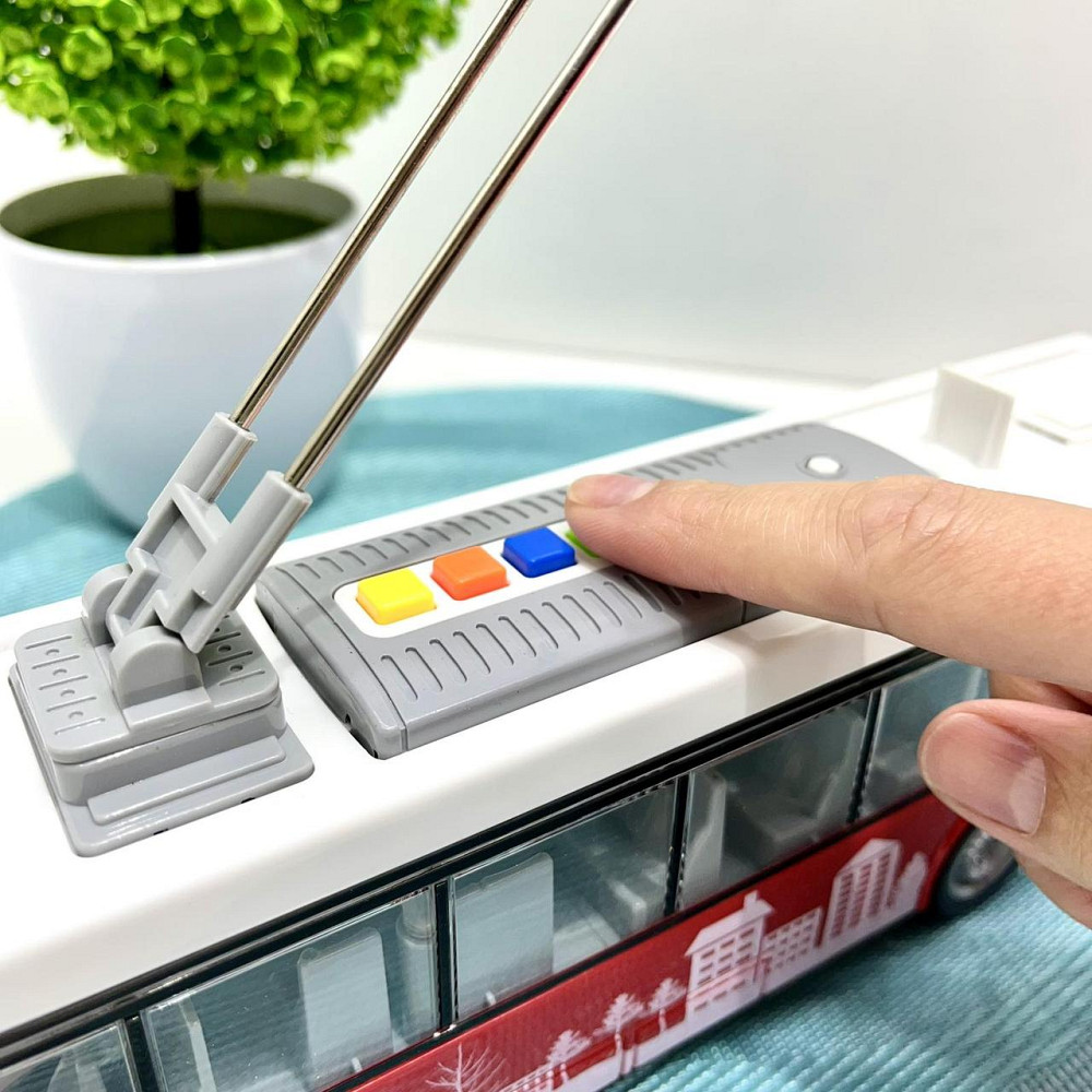 Тролейбус з інерцією підсвічуванням і звуком відчиняються двері Червоний (WY911AB) Чернігів - фото 9